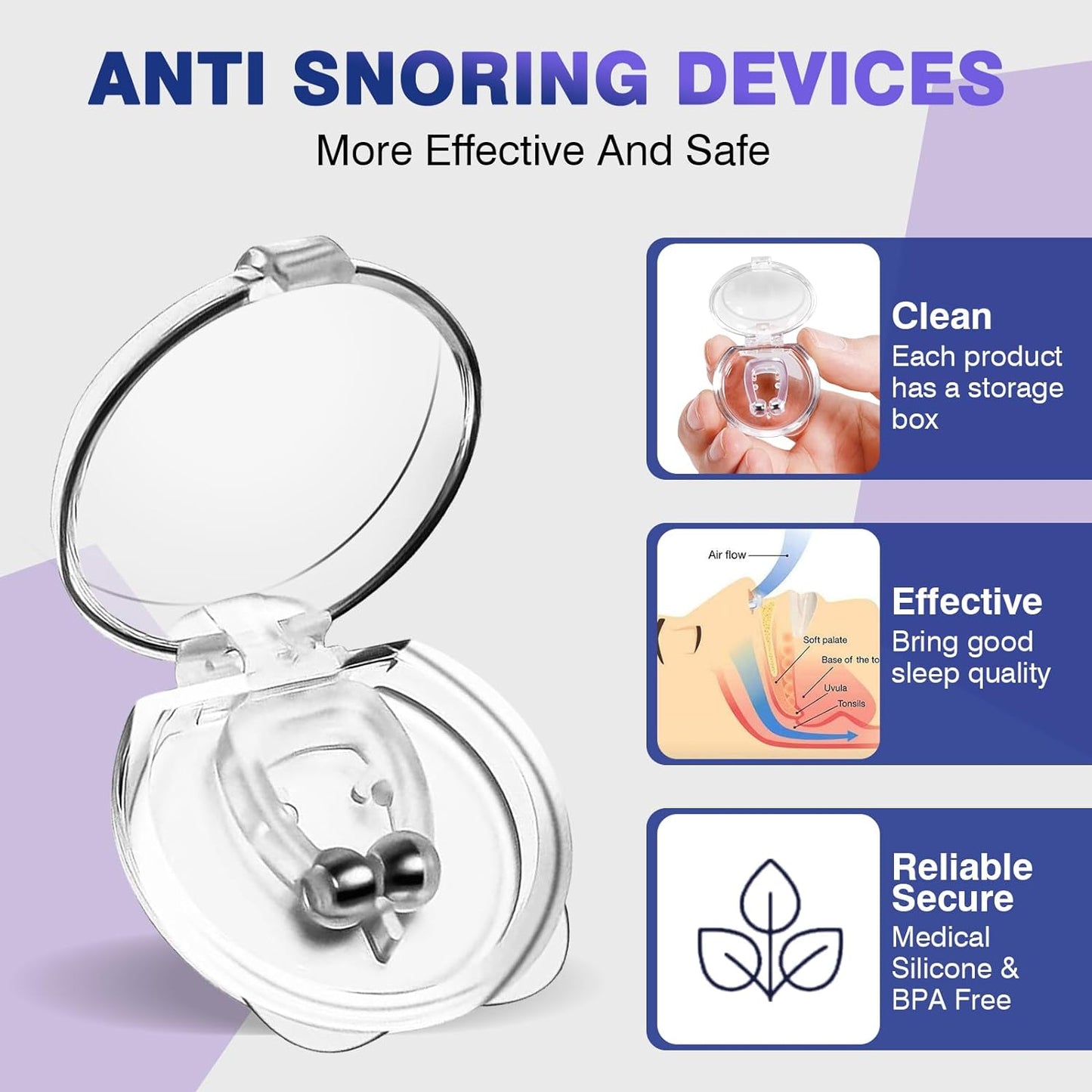 Better Sleep Magnetic Nose Clips Buy 1 Get 1 Free - Snore-Free Sleep Solution for Men and Women