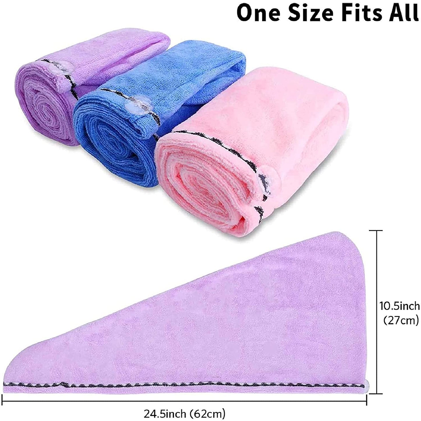 Premium Quick Dry Microfiber Hair Turban Towel (Buy One Get One Free)