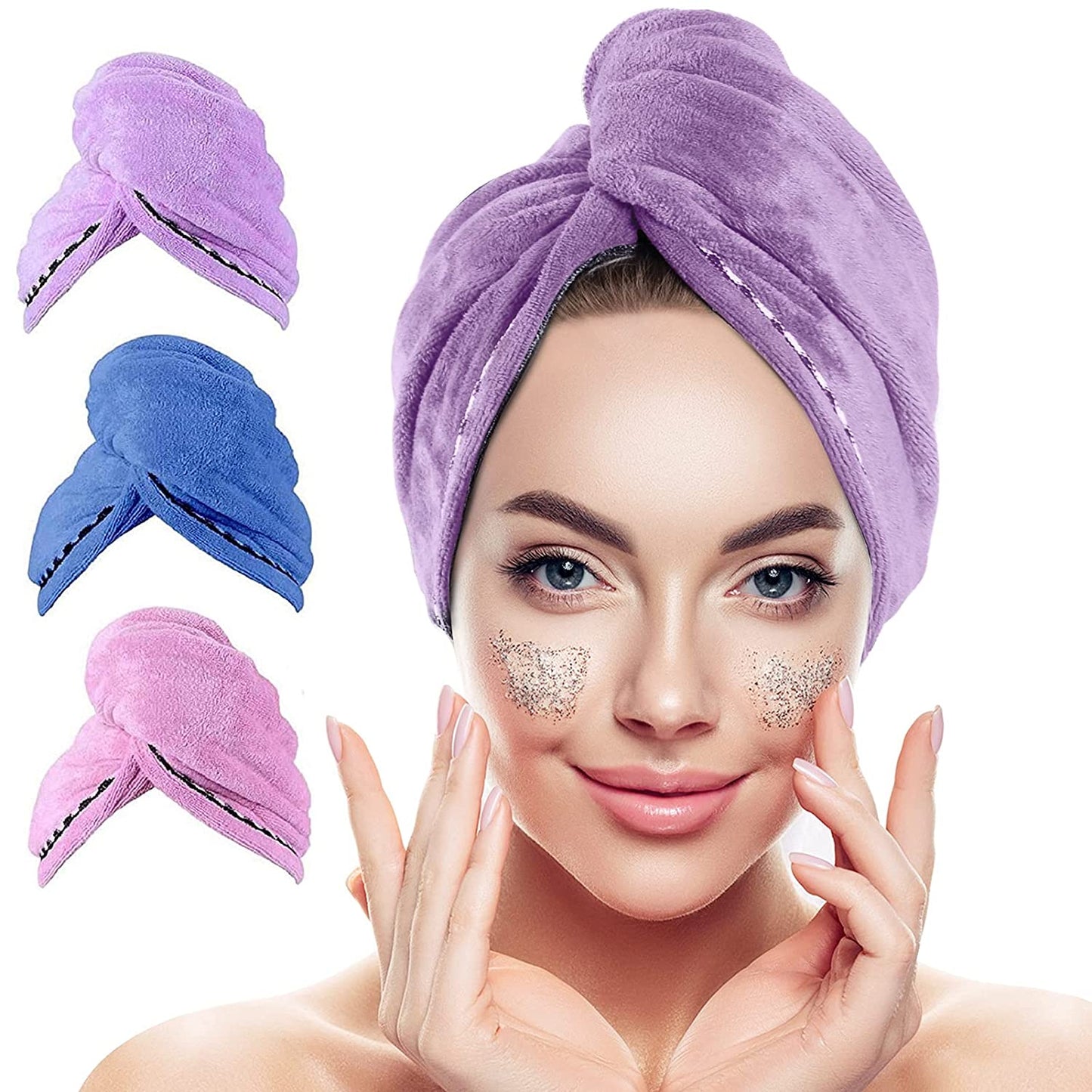 Premium Quick Dry Microfiber Hair Turban Towel (Buy One Get One Free)