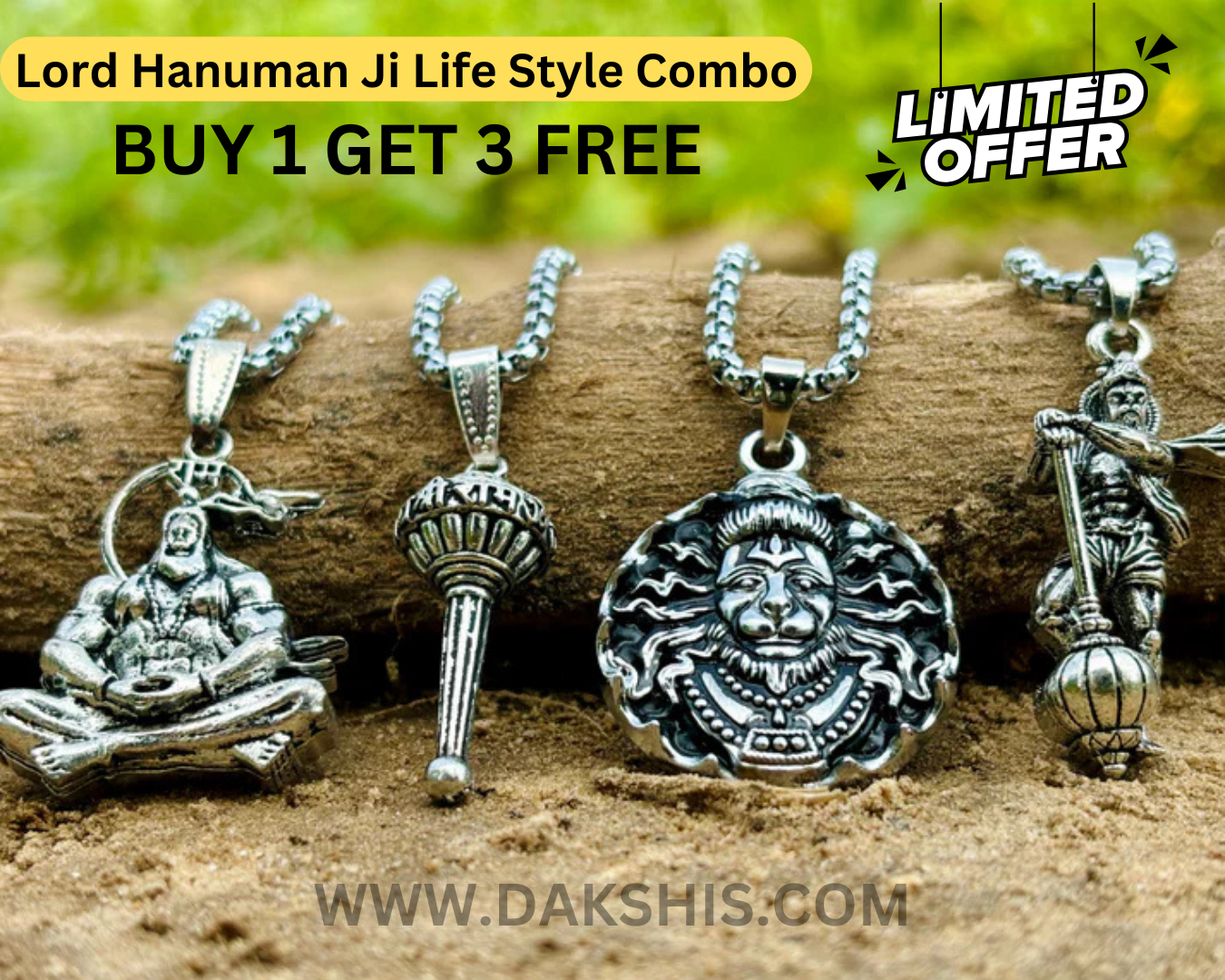 Lord Hanumanji Pendant Combo ( BUY 1 GET 3 FREE )